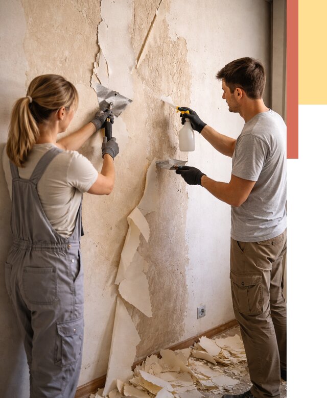 Снятие старых обоев в Вятских Полянах от 5329 руб. под ключ недорого | ОТДЕЛОЧНИК-Втс