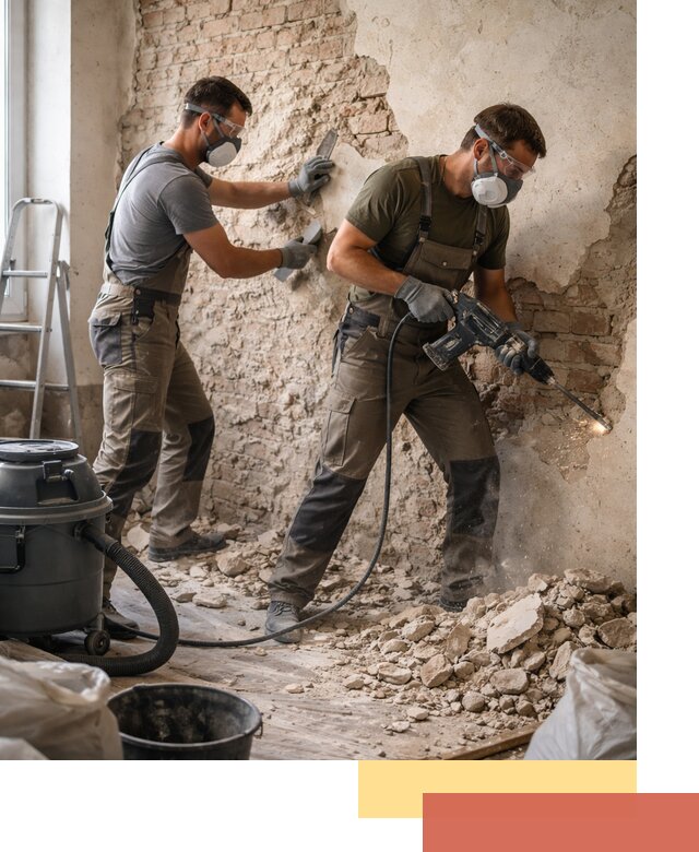 Демонтаж штукатурки со стен в Вятских Полянах быстро и аккуратно