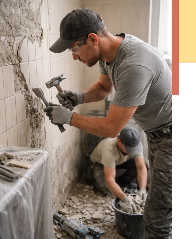 Демонтаж плитки со стен в Вятских Полянах от 863 руб. — быстро и недорого | ОТДЕЛОЧНИК-Втс