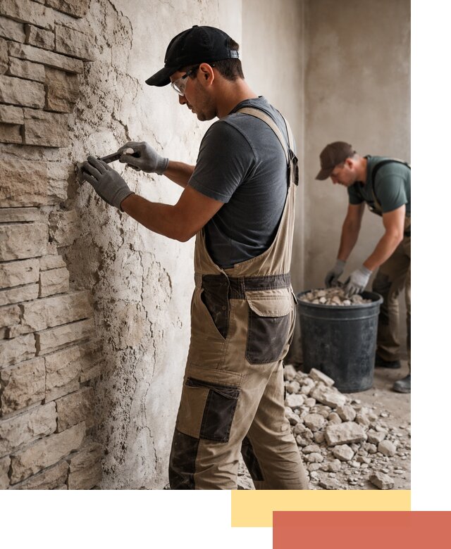 Демонтаж декоративного камня в Вятских Полянах профессионально и безопасно