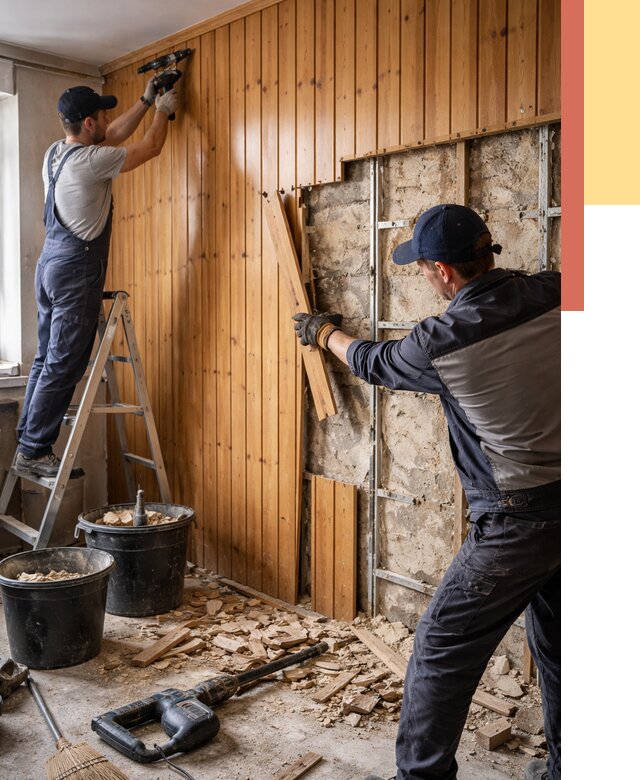 Демонтаж вагонки со стен в Вятских Полянах от 1472 руб. — снятие, удаление, срочно | ОТДЕЛОЧНИК-Втс