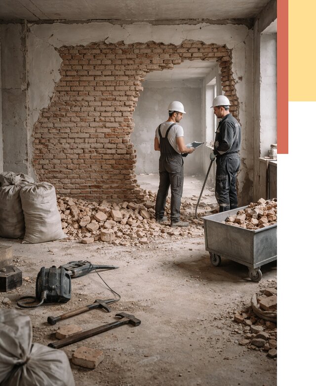 Демонтаж кирпичных стен в Вятских Полянах от 4263 руб. — быстро, недорого, под ключ | ОТДЕЛОЧНИК-Втс