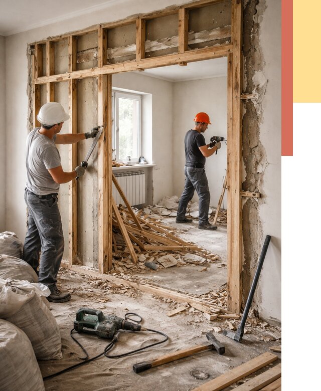 Демонтаж деревянных перегородок в Вятских Полянах от 3248 руб. — быстро и недорого | ОТДЕЛОЧНИК-Втс