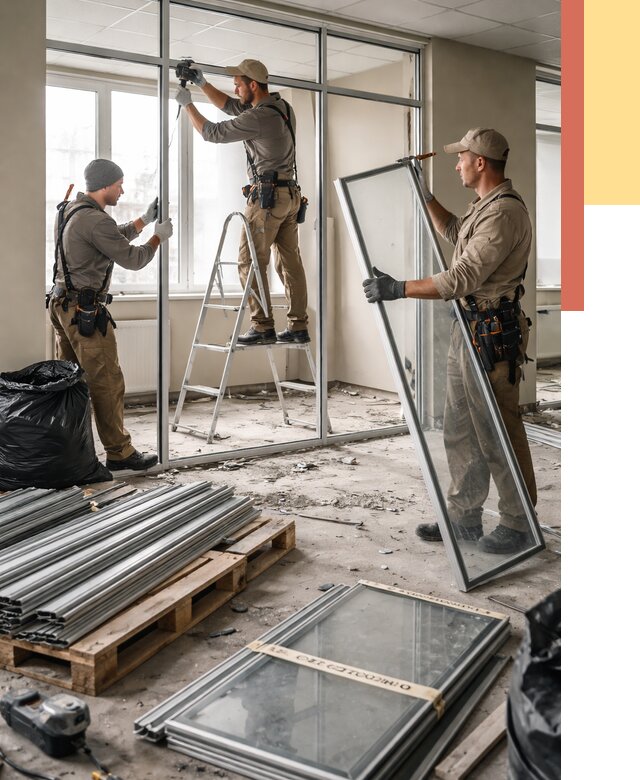 Демонтаж алюминиевых перегородок в Вятских Полянах от 4263 руб. — быстро и недорого | ОТДЕЛОЧНИК-Втс