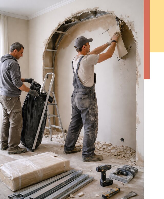 Демонтаж арки из гипсокартона в Вятских Полянах от 3553 руб. — услуги под ключ | ОТДЕЛОЧНИК-Втс