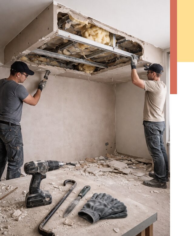 Демонтаж короба из гипсокартона в Вятских Полянах от 1543 руб. — быстро и недорого | ОТДЕЛОЧНИК-Втс