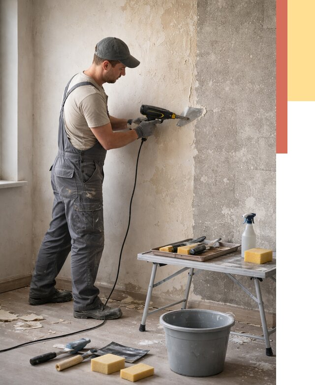 Очистка стен от клея в Вятских Полянах от 1878 руб. — снятие и удаление клея со стен | ОТДЕЛОЧНИК-Втс