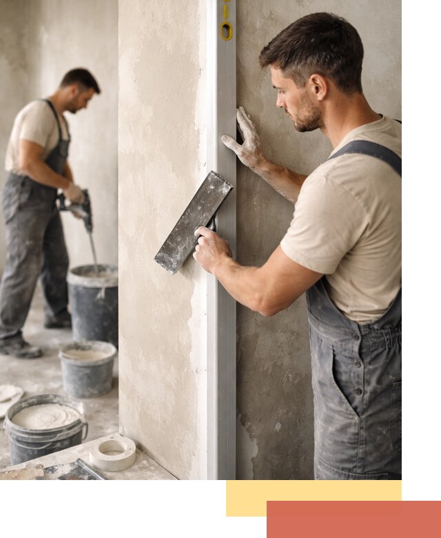 Выведение углов стен в Вятских Полянах: монтаж и оштукатуривание