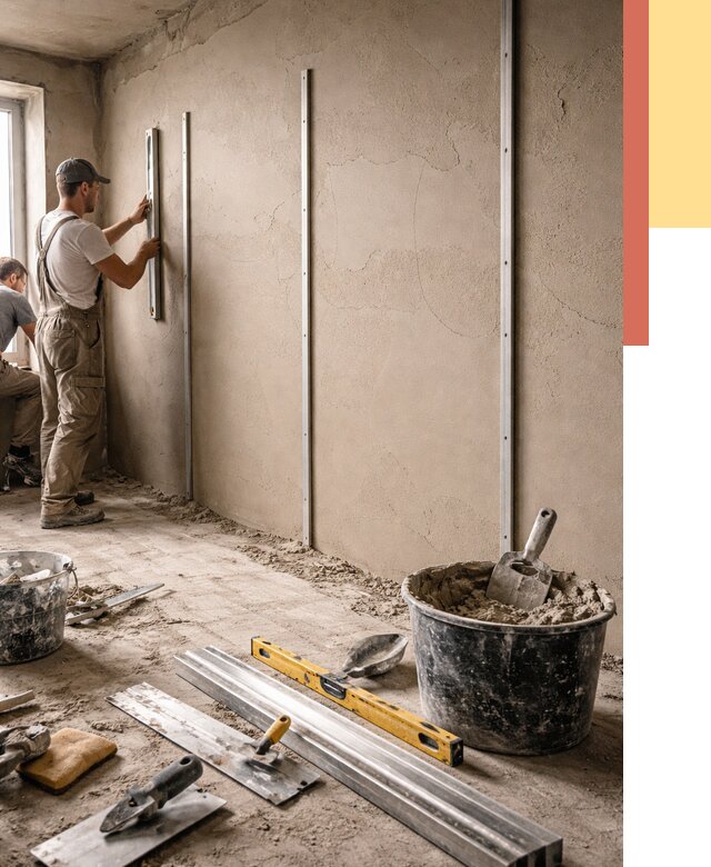 Штукатурка стен по маякам в Вятских Полянах от 5583 руб./м² — выравнивание под ключ | ОТДЕЛОЧНИК-Втс