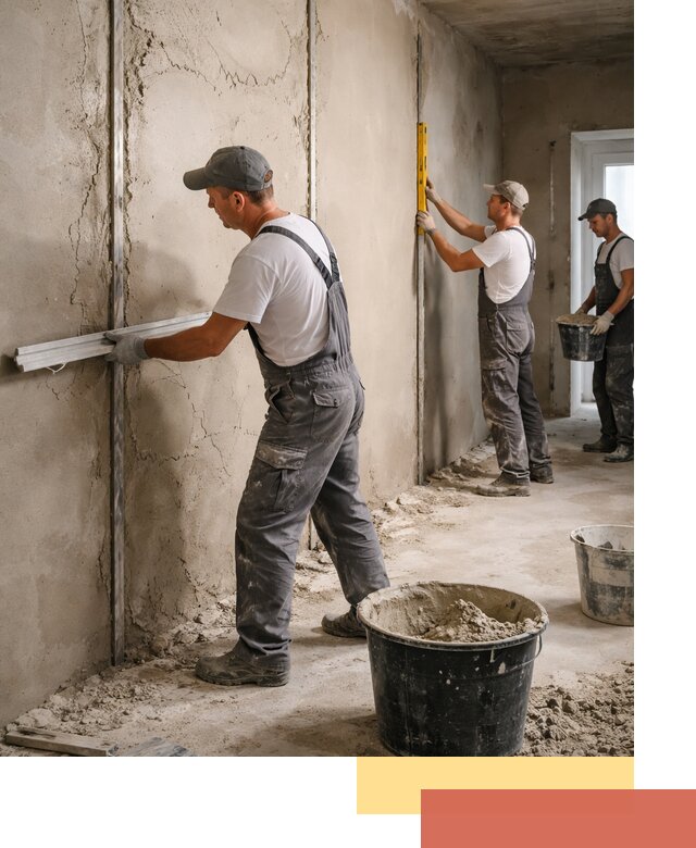 Штукатурка стен по маякам в Вятских Полянах — точная и ровная поверхность