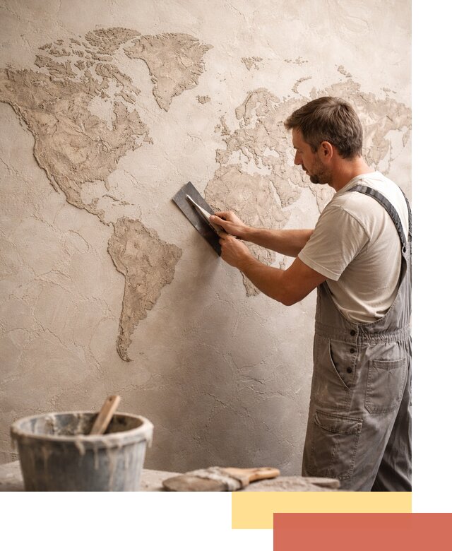 Декоративная штукатурка «Карта мира» под ключ в Вятских Полянах