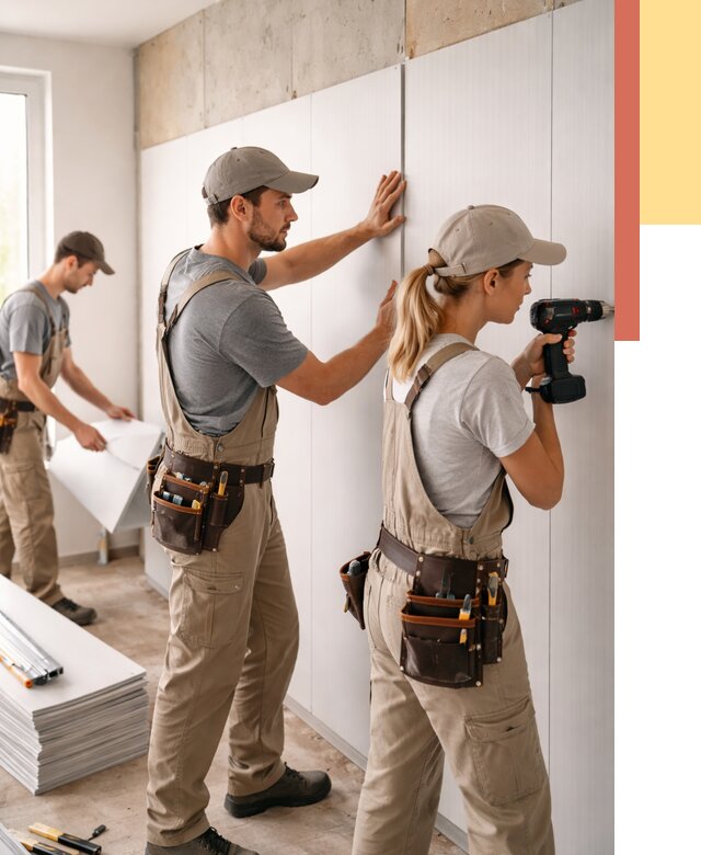 Монтаж ПВХ панелей на стены в Вятских Полянах от 457 руб/м2 — быстро и недорого | ОТДЕЛОЧНИК-Втс