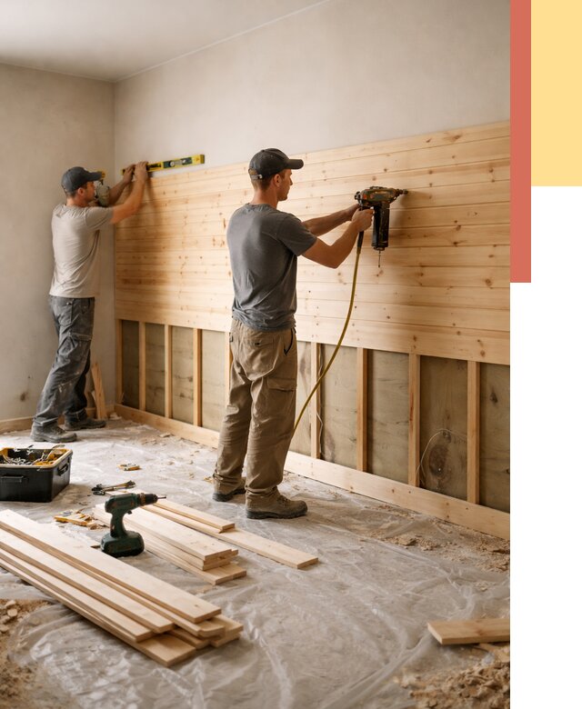 Монтаж деревянной вагонки на стены в Вятских Полянах от 7613 руб. | Услуги монтажа вагонки | ОТДЕЛОЧНИК-Втс