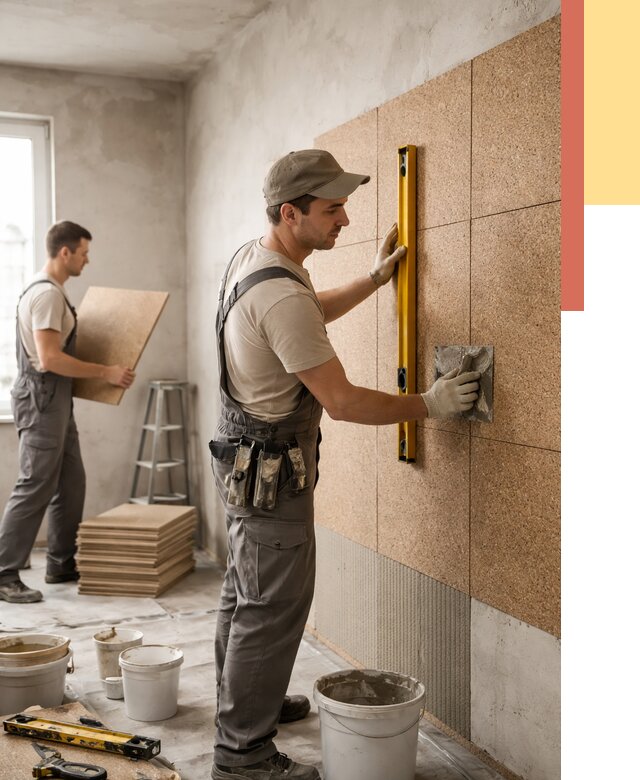 Монтаж пробковых панелей на стены в Вятских Полянах от 3553 руб. — ОТДЕЛОЧНИК-Втс