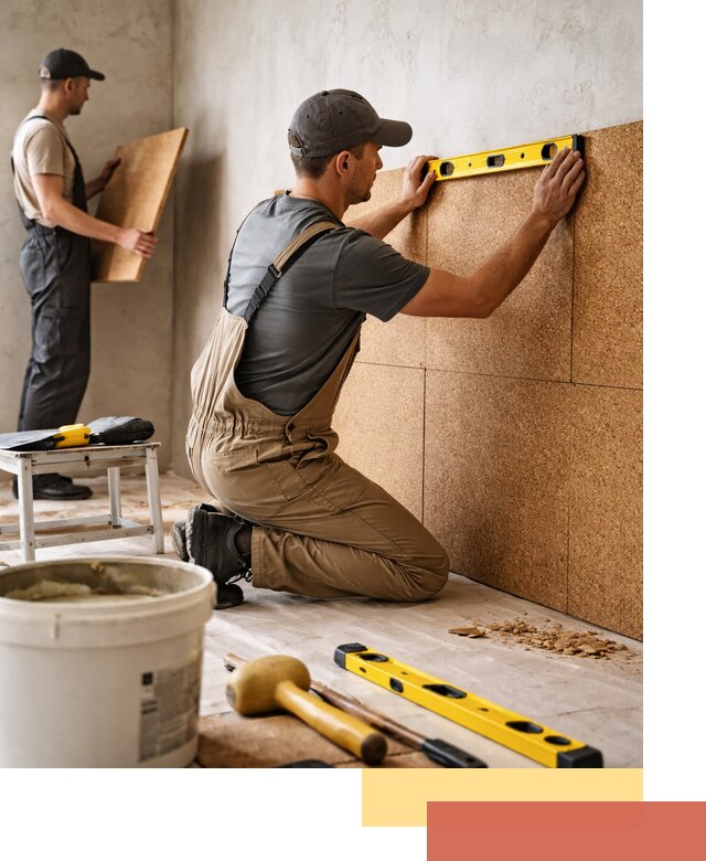 Монтаж пробковых панелей на стены в Вятских Полянах быстро и качественно