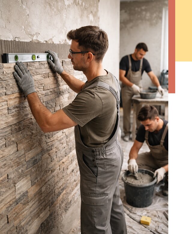 Монтаж искусственного камня в Вятских Полянах от 4568 руб. под ключ | ОТДЕЛОЧНИК-Втс