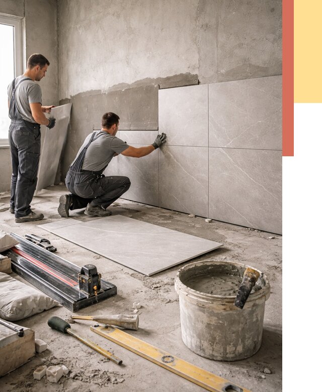 Облицовка стен керамогранитом в Вятских Полянах от 4263 руб./м² — услуги под ключ | ОТДЕЛОЧНИК-Втс