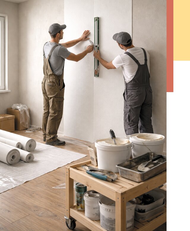 Поклейка стеклообоев в Вятских Полянах от 6598 руб. за м2 — быстро и недорого | ОТДЕЛОЧНИК-Втс