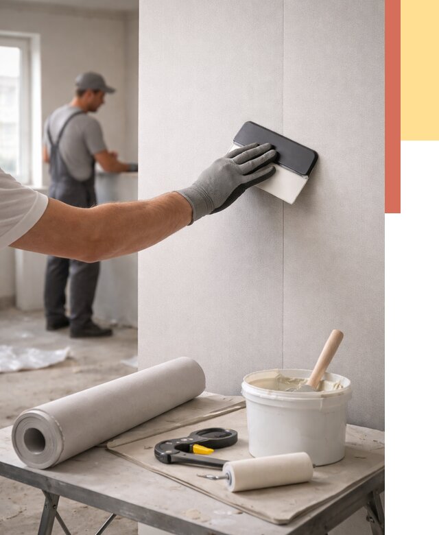 Поклейка обоев под покраску в Вятских Полянах от 3553 руб. за м2 | ОТДЕЛОЧНИК-Втс