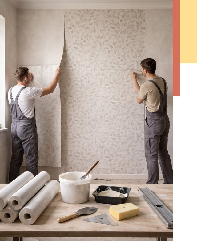 Поклейка обоев с подбором рисунка в Вятских Полянах от 3553 руб. | ОТДЕЛОЧНИК-Втс - быстро и недорого