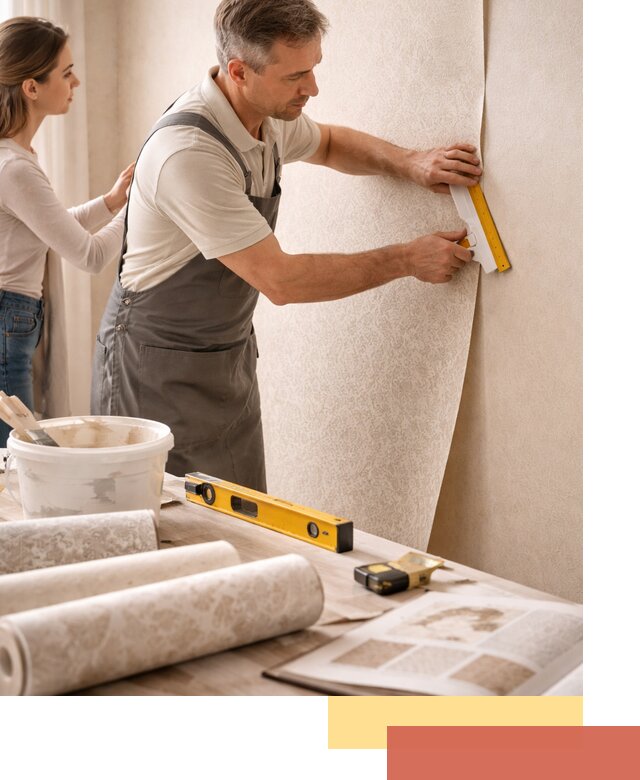 Поклейка обоев с подбором рисунка в Вятских Полянах