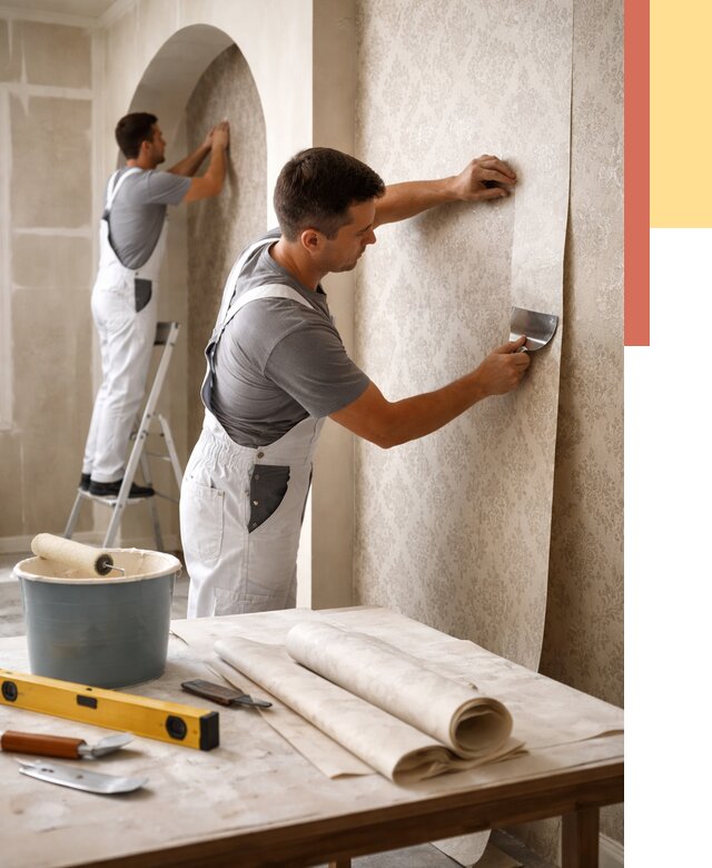 Поклейка обоев на сложные стены в Вятских Полянах от 2842 руб. под ключ | ОТДЕЛОЧНИК-Втс