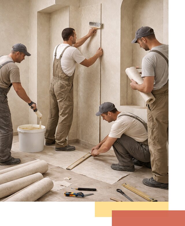 Поклейка обоев на сложные стены и неровные поверхности в Вятских Полянах