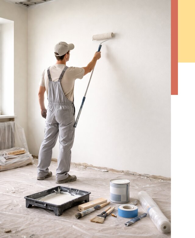 Покраска стен водоэмульсионной краской в Вятских Полянах от 457 руб. за м² | ОТДЕЛОЧНИК-Втс