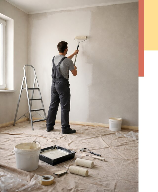 Покраска стен моющейся краской в Вятских Полянах от 355 руб./м² — быстро и недорого | ОТДЕЛОЧНИК-Втс