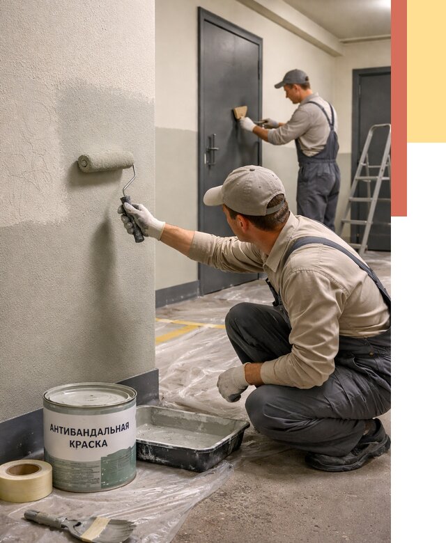 Покраска стен антивандальной краской в Вятских Полянах от 4568 руб./м² под ключ | ОТДЕЛОЧНИК-Втс
