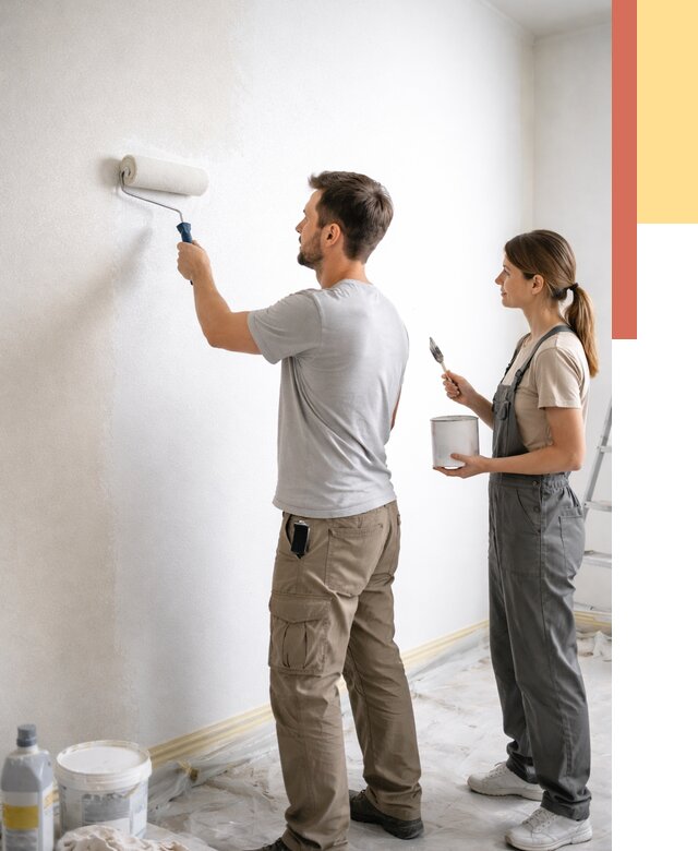 Окраска стен по стеклохолсту в Вятских Полянах от 4568 руб/м² под ключ | ОТДЕЛОЧНИК-Втс