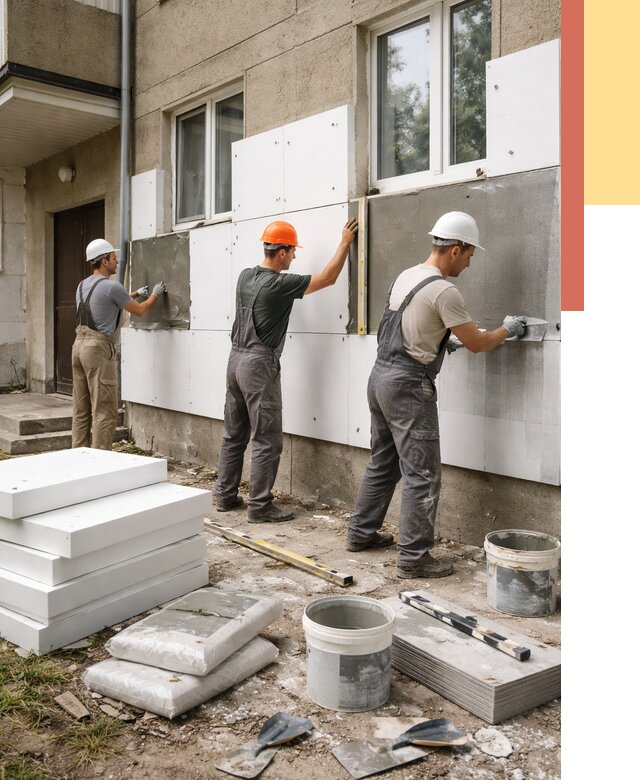 Утепление стен пенопластом в Вятских Полянах от 1776 руб. — недорого и под ключ | ОТДЕЛОЧНИК-Втс