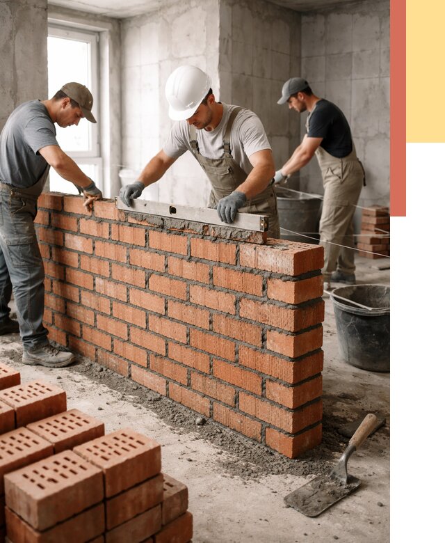 Кладка перегородок из кирпича в Вятских Полянах от 3553 руб. за м² | ОТДЕЛОЧНИК-Втс