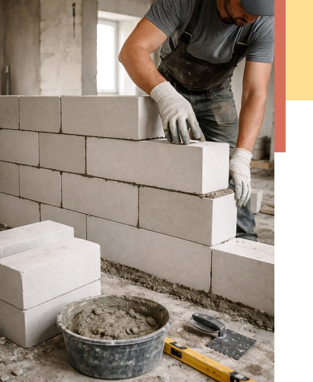 Кладка перегородок из силикатного блока в Вятских Полянах от 4060 руб. под ключ | ОТДЕЛОЧНИК-Втс