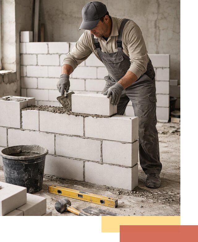 Кладка перегородок из силикатного блока в Вятских Полянах