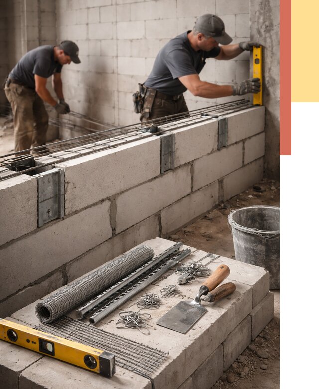Армирование кладки перегородок в Вятских Полянах от 761 руб. под ключ | ОТДЕЛОЧНИК-Втс