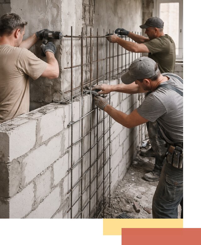Армирование кладки перегородок в Вятских Полянах профессионально и надёжно
