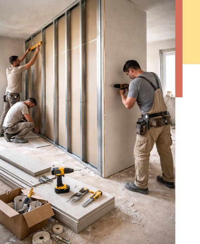 Монтаж однослойной перегородки из гипсокартона в Вятских Полянах от 660 руб. | ОТДЕЛОЧНИК-Втс