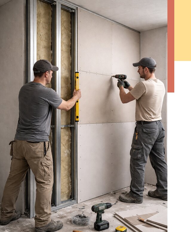 Монтаж двухслойной перегородки из гипсокартона в Вятских Полянах от 1472 руб. | ОТДЕЛОЧНИК-Втс