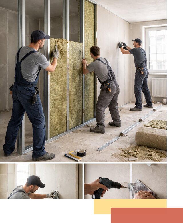 Перегородка из гипсокартона с шумоизоляцией в Вятских Полянах — монтаж под ключ