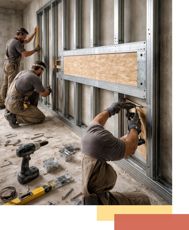 Усиленная перегородка для крепления тяжёлых конструкций в Вятских Полянах