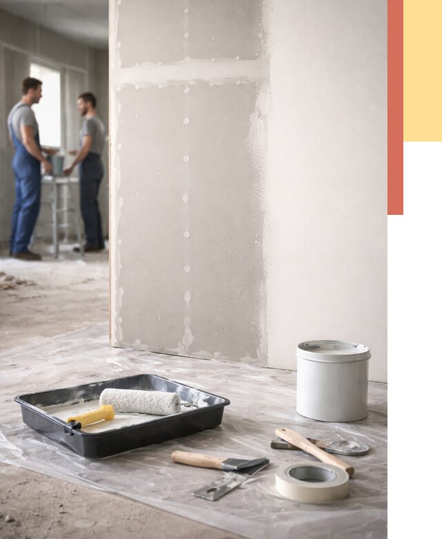 Покраска перегородок из гипсокартона в Вятских Полянах от 4568 руб. под ключ | ОТДЕЛОЧНИК-Втс