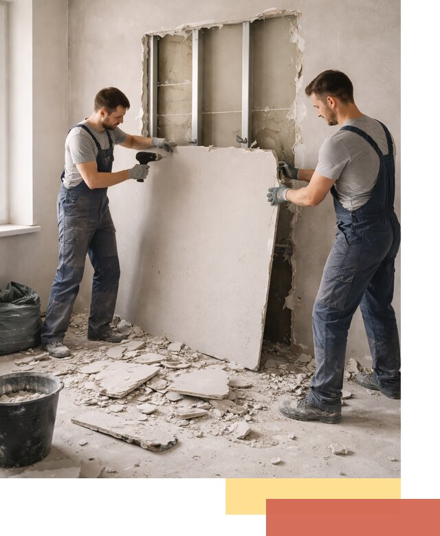 Демонтаж перегородки из гипсокартона в Вятских Полянах быстрый и аккуратный