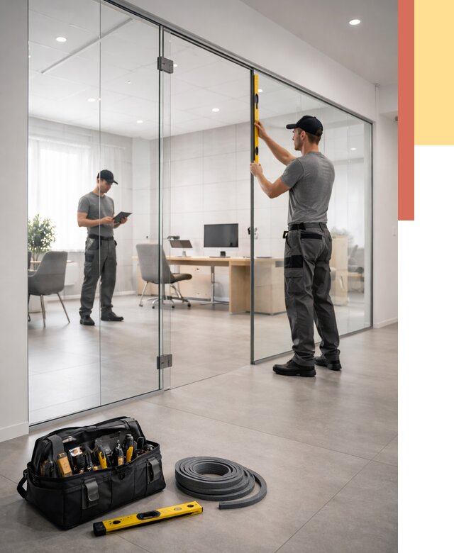 Цельностеклянные перегородки под ключ в Вятских Полянах от 9643 руб. — монтаж и цены | ОТДЕЛОЧНИК-Втс