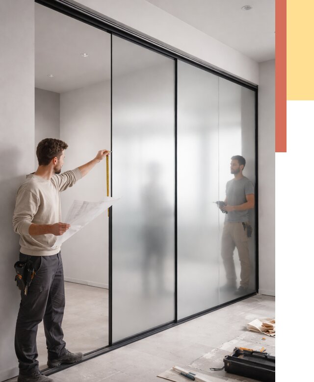 Матовые стеклянные перегородки в Вятских Полянах от 8628 руб. — монтаж и установка | ОТДЕЛОЧНИК-Втс