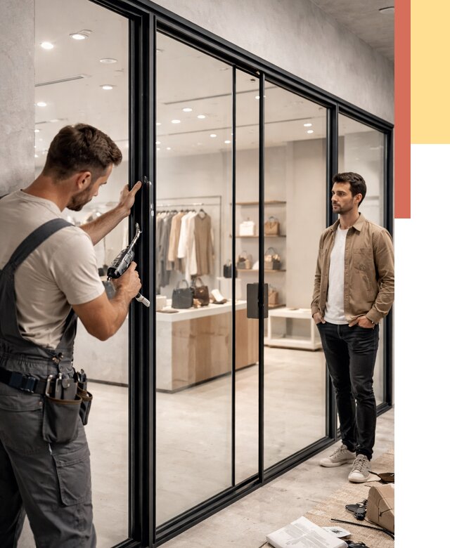 Стеклянные перегородки для магазинов в Вятских Полянах от 8323 руб. под ключ | ОТДЕЛОЧНИК-Втс