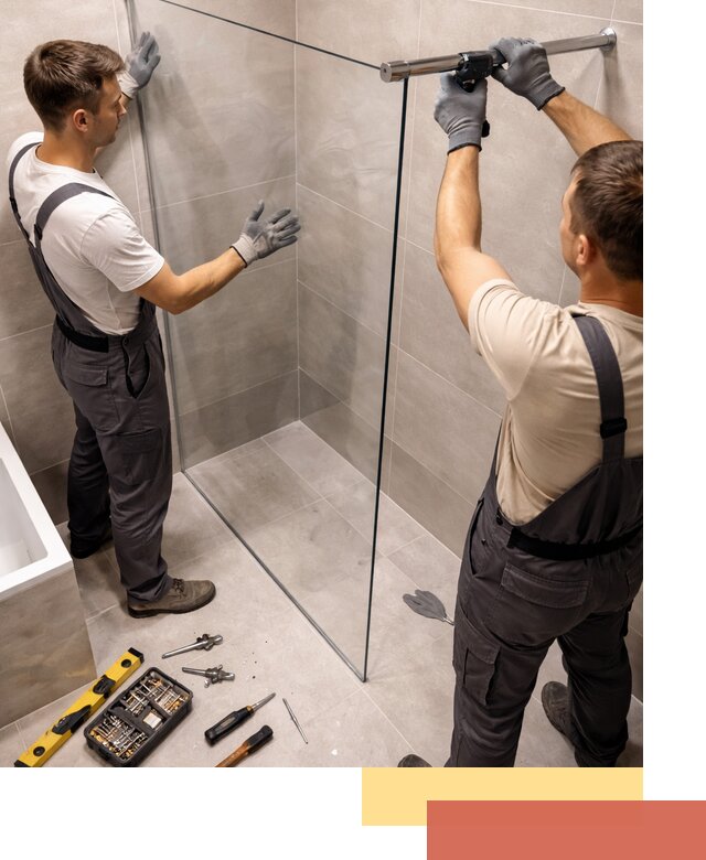 Стеклянные перегородки для душа в Вятских Полянах — изготовление и монтаж