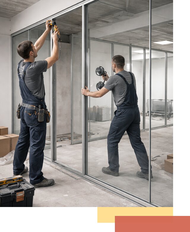 Алюминиевые перегородки со стеклом в Вятских Полянах — изготовление и монтаж