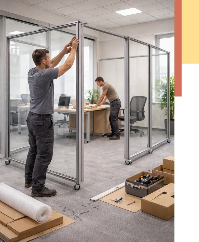 Мобильные офисные перегородки в Вятских Полянах от 12688 руб. — установка под ключ | ОТДЕЛОЧНИК-Втс