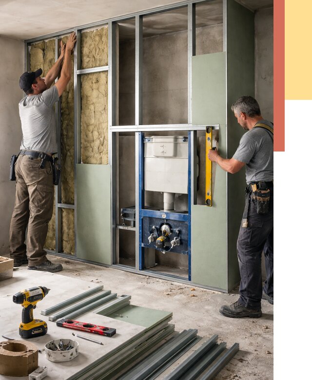 Установка сантехнических перегородок в Вятских Полянах от 8628 руб. | ОТДЕЛОЧНИК-Втс